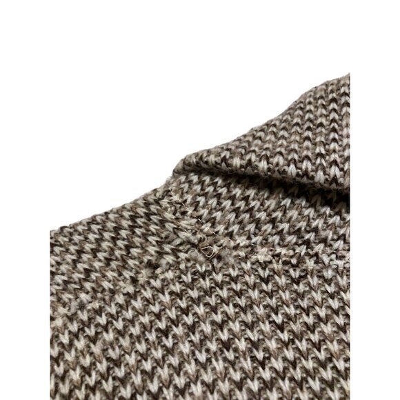 Vintage Mens Tribal Cardigan Sweater XL Brown Cream Open Shawl Collar The Dude - Picture 4 of 6